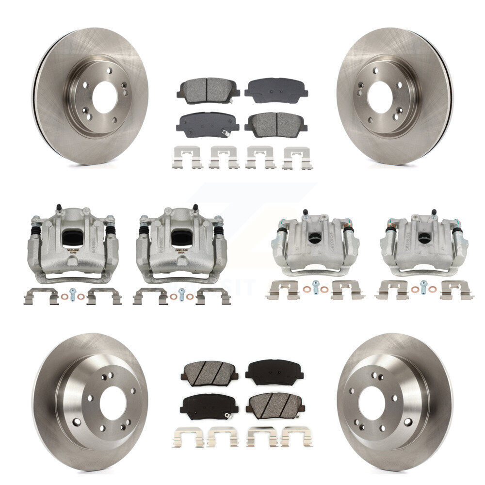 Front Rear Brake Caliper Rotor And Semi-Metallic Pad Kit (10Pc) For Hyundai Santa Fe Kia KC8-101322S