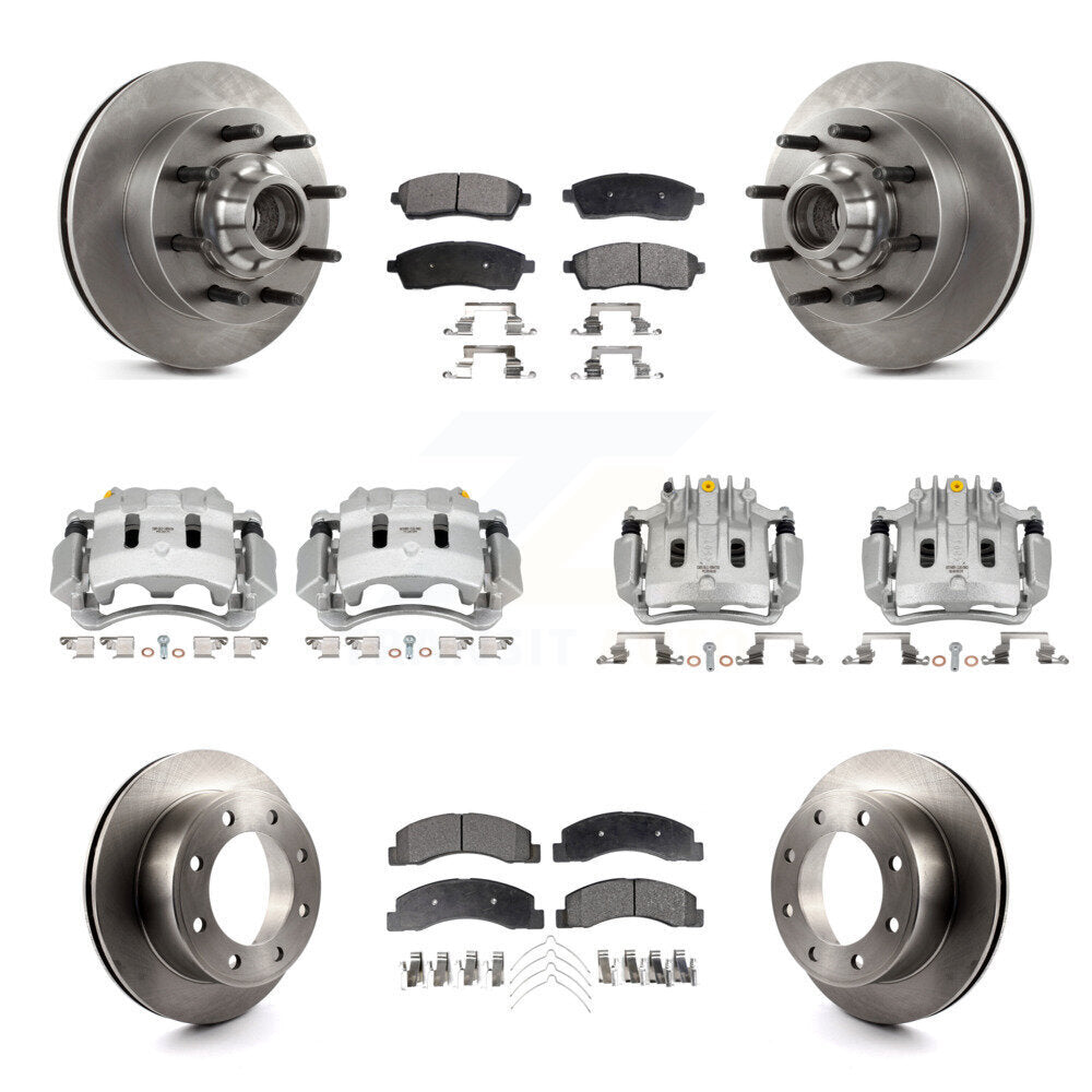 Front Rear Brake Caliper Rotors & Semi-Metallic Pad Kit (10Pc) For Ford F-350 Super Duty KC8-101323P