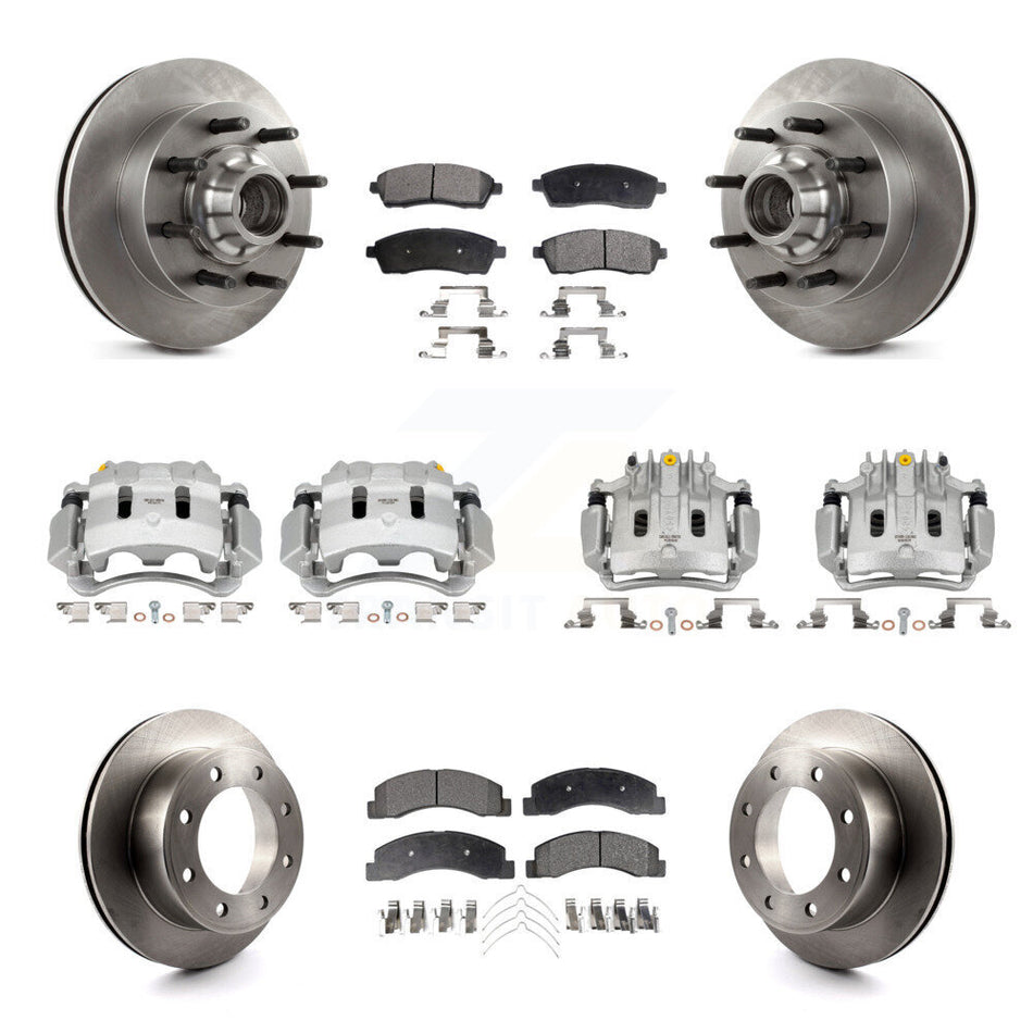 Front Rear Brake Caliper Rotors & Semi-Metallic Pad Kit (10Pc) For Ford F-350 Super Duty KC8-101323P