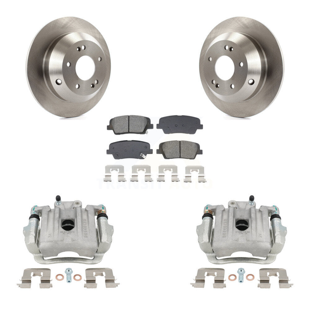 Rear Brake Caliper Rotor Semi-Metallic Pad Kit For Hyundai Santa Fe Sport Kia Sorento XL KC8-101324S