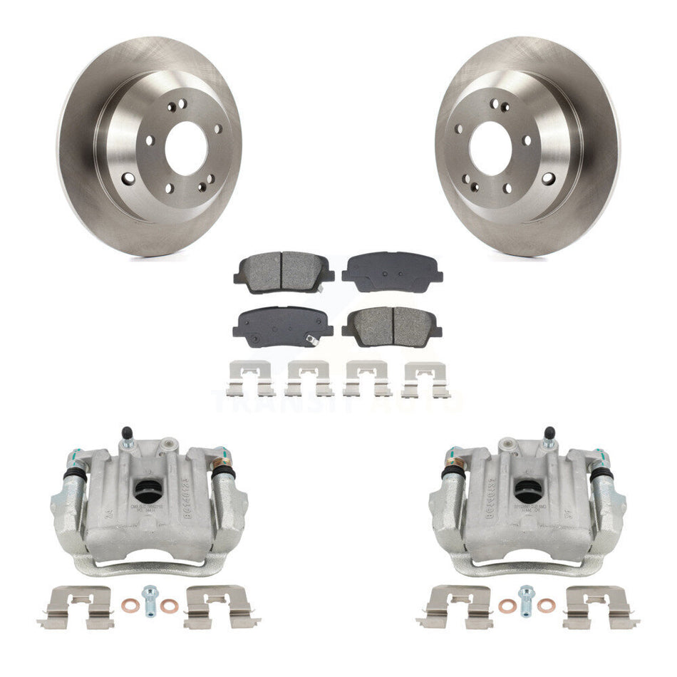 Rear Brake Caliper Rotor Semi-Metallic Pad Kit For Hyundai Santa Fe Sport Kia Sorento XL KC8-101324S