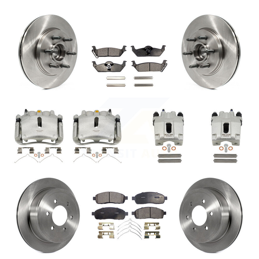 Front Rear Brake Caliper Rotors Semi-Metallic Pad Kit (10Pc) For Ford F-150 Lincoln Mark KC8-101326P