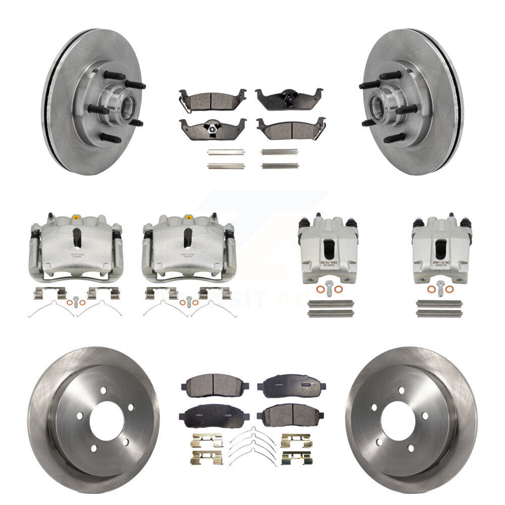 Front Rear Disc Brake Caliper Rotor Semi-Metallic Pad Kit (10Pc) For 2004 Ford F-150 RWD KC8-101327P