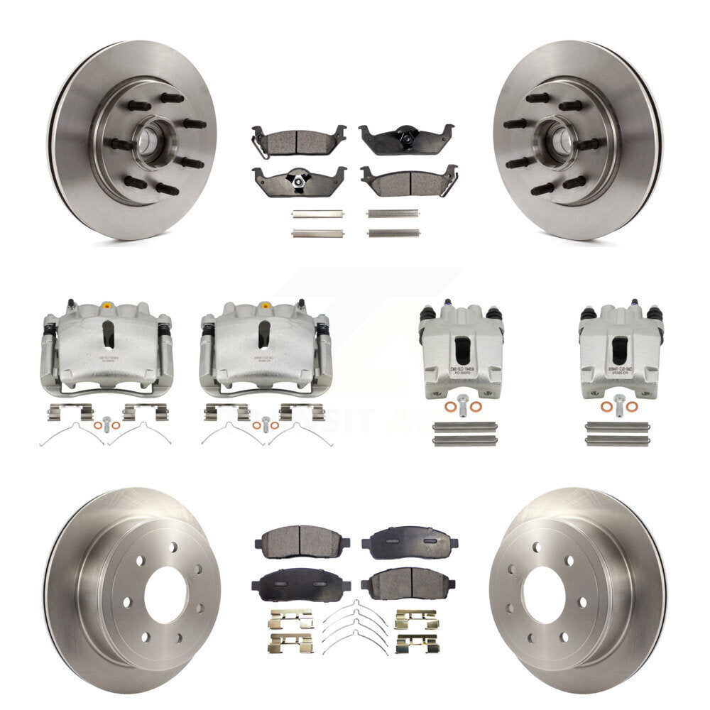 Front Rear Brake Caliper Rotors Semi-Metallic Pad Kit (10Pc) For Ford F-150 Lincoln Mark KC8-101328P