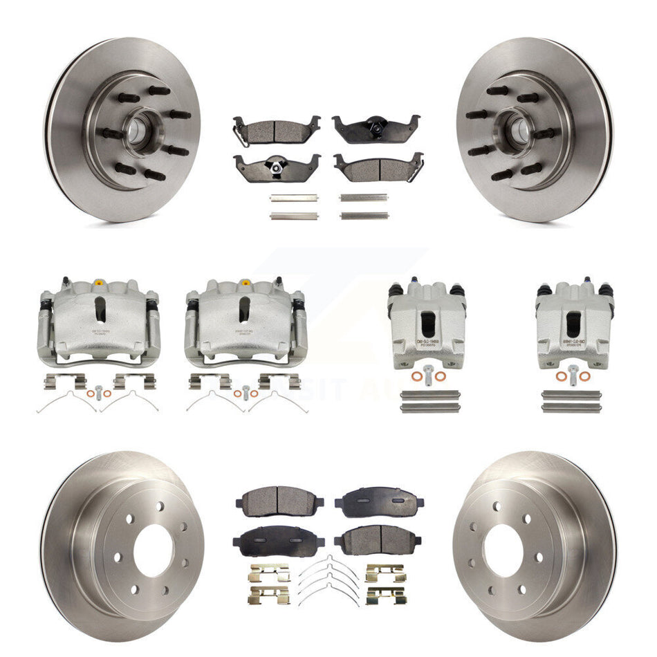 Front Rear Brake Caliper Rotors Semi-Metallic Pad Kit (10Pc) For Ford F-150 Lincoln Mark KC8-101328P