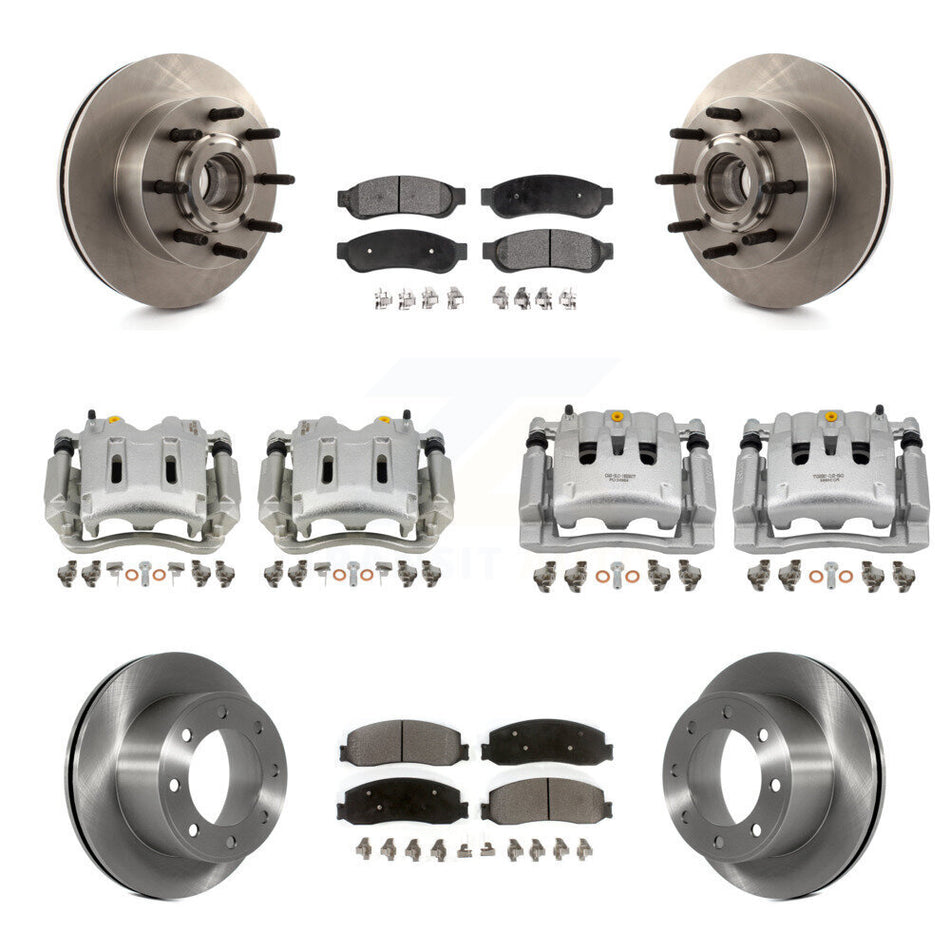 Front Rear Brake Caliper Rotors & Semi-Metallic Pad Kit (10Pc) For Ford F-250 Super Duty KC8-101331P