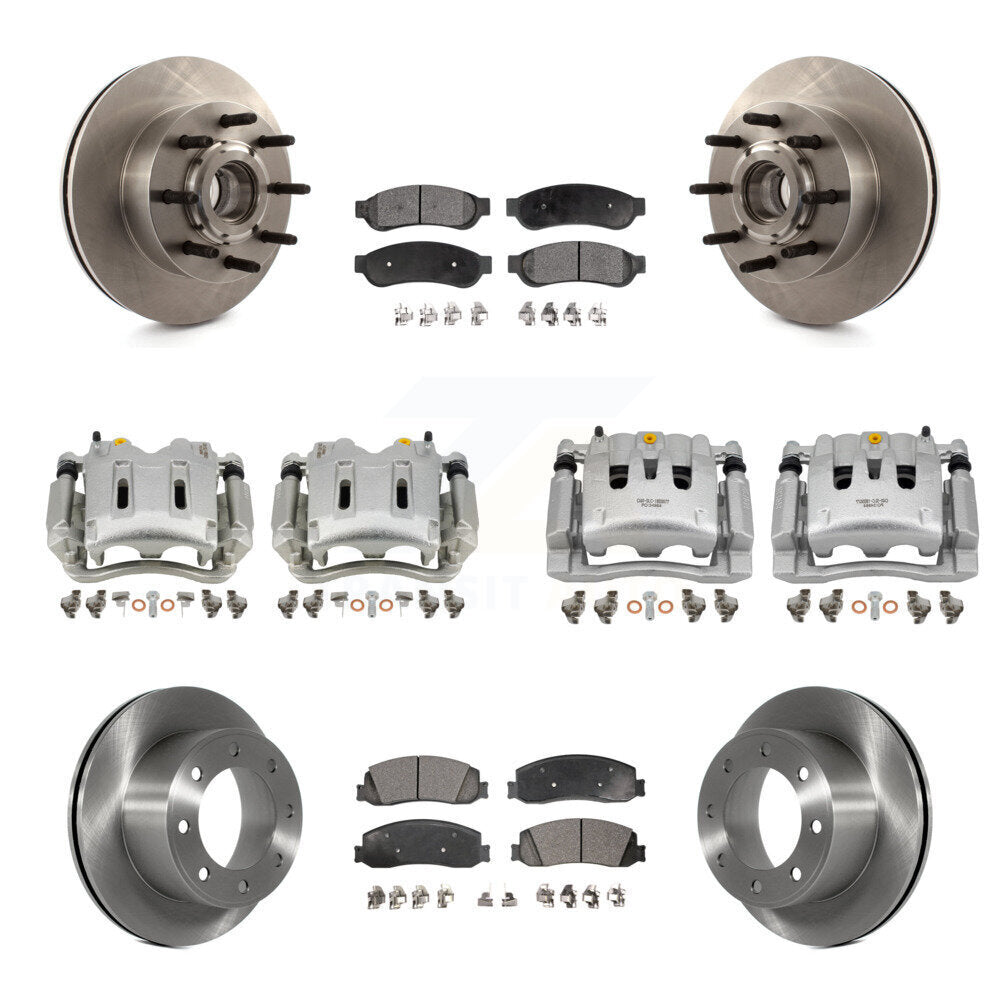 Front Rear Brake Caliper Rotors & Semi-Metallic Pad Kit (10Pc) For Ford F-250 Super Duty KC8-101333P