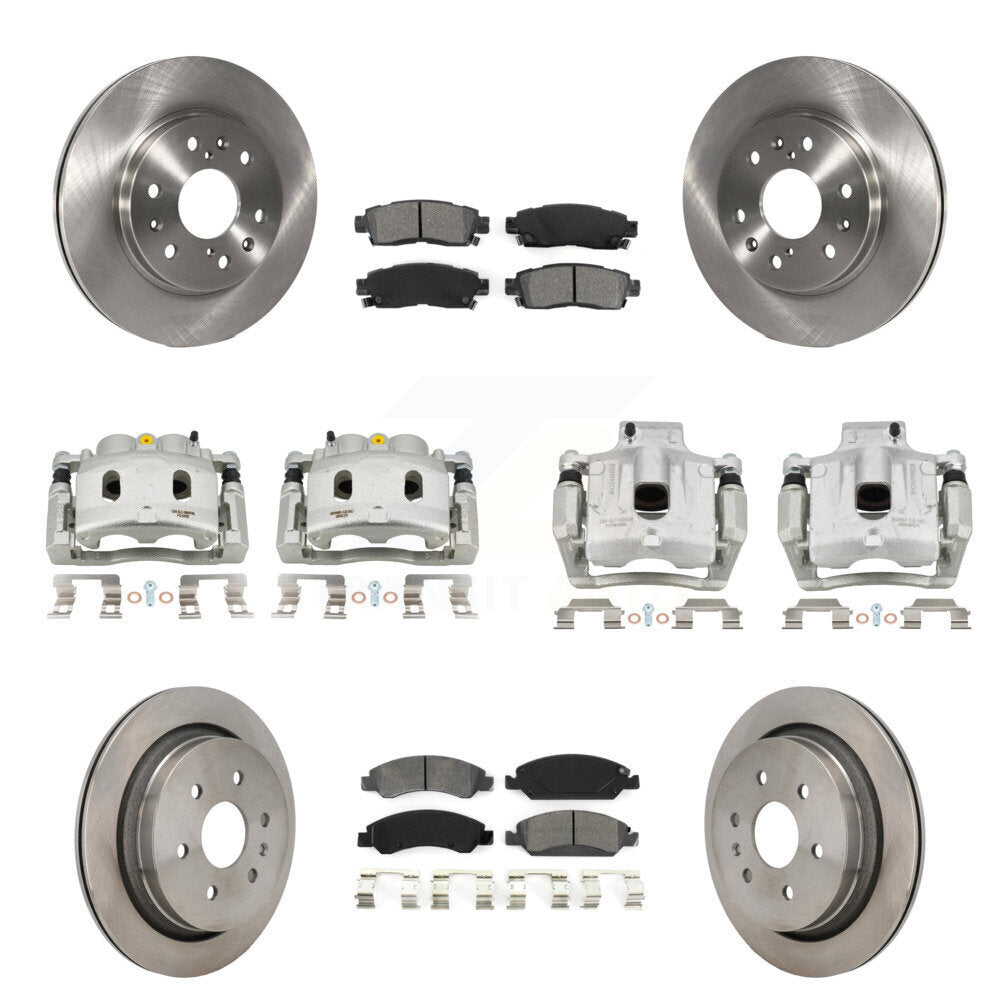 Front Rear Disc Brake Caliper Rotors And Semi-Metallic Pads Kit (10Pc) For Cadillac XTS KC8-101334S