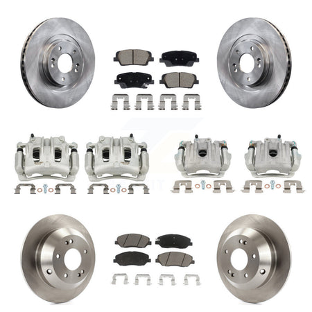 Front Rear Disc Brake Caliper Rotors Ceramic Pad Kit (10Pc) For Hyundai Santa Fe XL 3.3L KC8-101335C