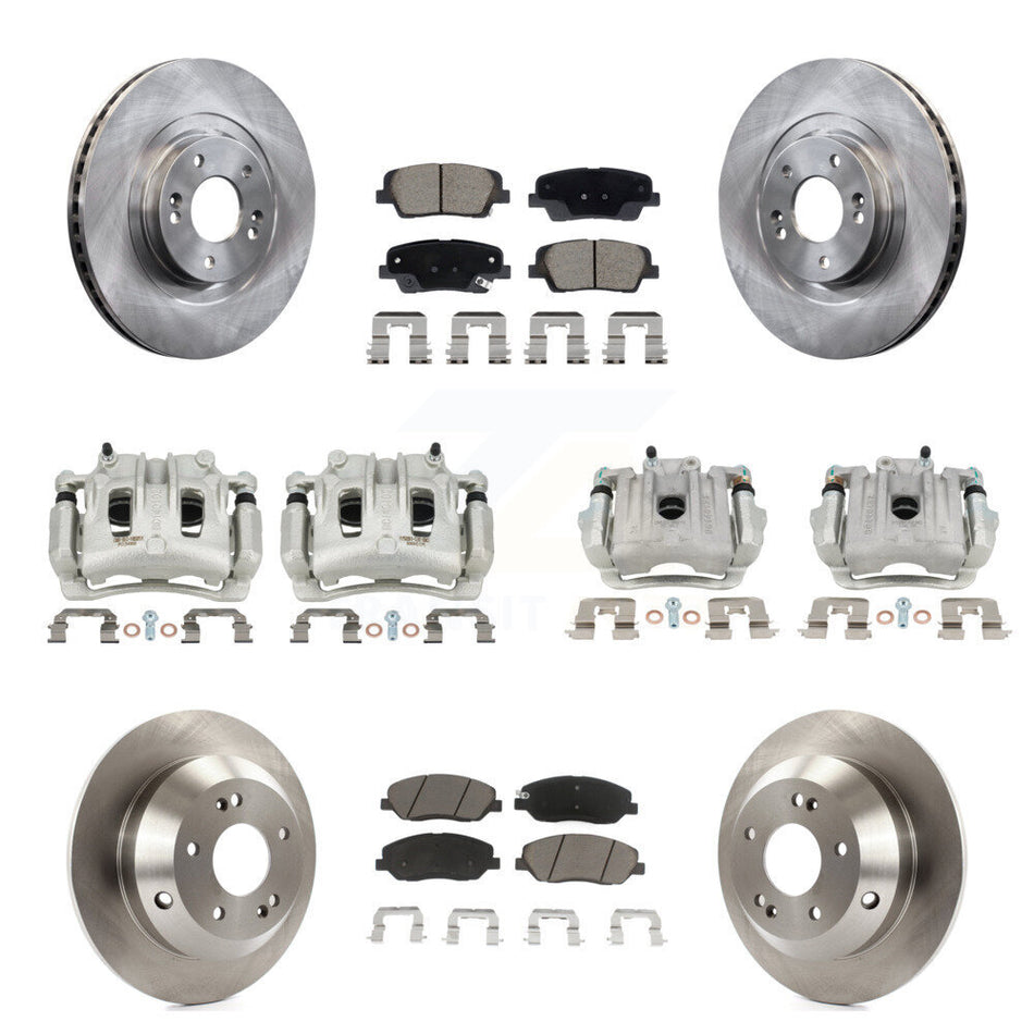 Front Rear Disc Brake Caliper Rotors Ceramic Pad Kit (10Pc) For Hyundai Santa Fe XL 3.3L KC8-101335C