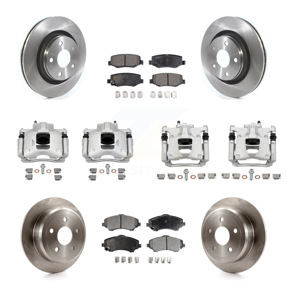Front Rear Disc Brake Caliper Rotors And Semi-Metallic Pads Kit (10Pc) For Jeep Wrangler KC8-101335P