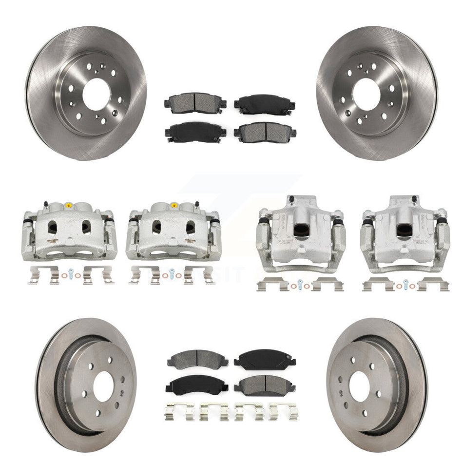 Front Rear Disc Brake Caliper Rotors And Semi-Metallic Pads Kit (10Pc) For Cadillac XTS KC8-101335S