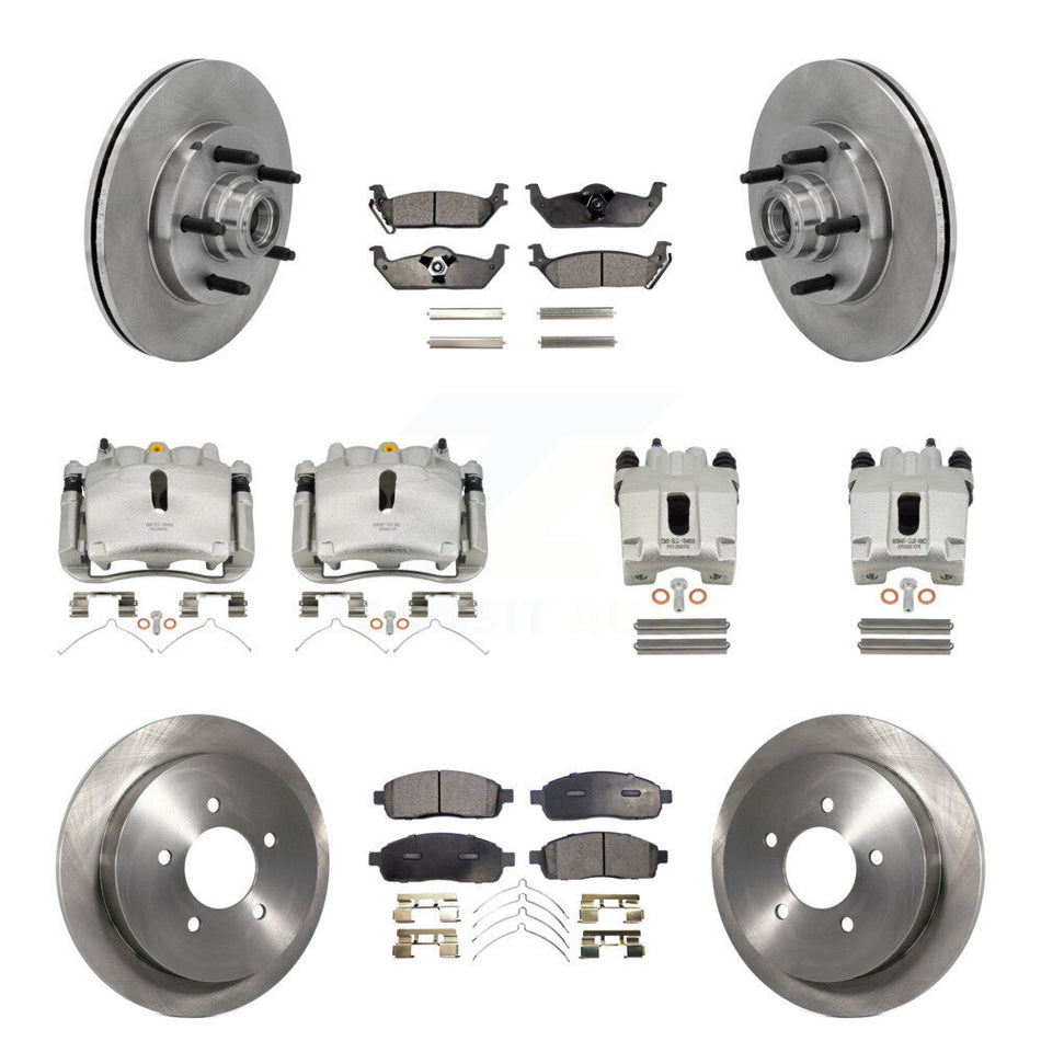 Front Rear Disc Brake Caliper Rotors And Ceramic Pads Kit (10Pc) For 2004 Ford F-150 RWD KC8-101335T