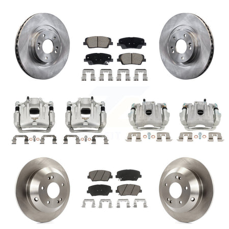Front Rear Disc Brake Caliper Rotors & Ceramic Pad Kit (10Pc) For Hyundai Santa Fe Sport KC8-101336C