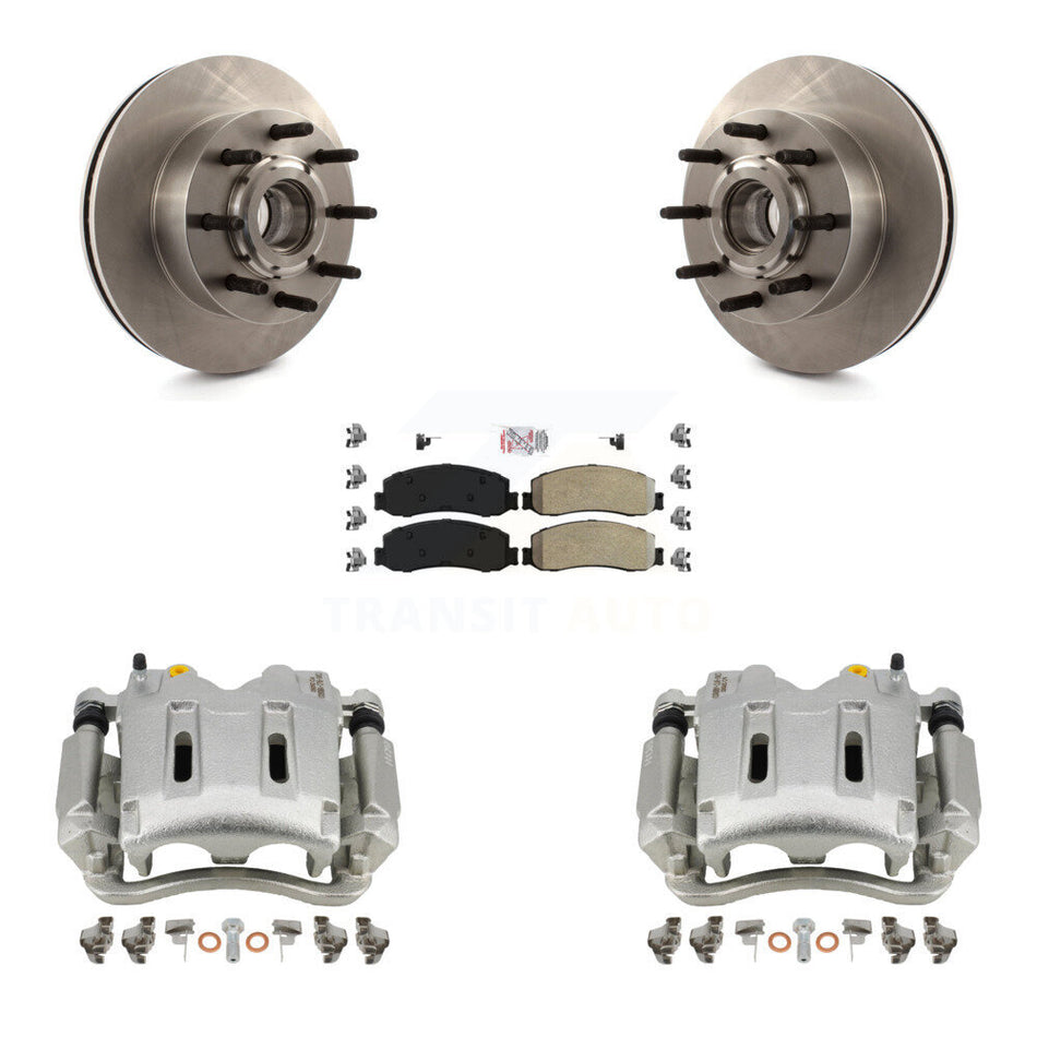 Front Disc Brake Caliper Rotors And Semi-Metallic Pads Kit For Ford F-250 Super Duty F-350 With Single Rear Wheels RWD KC8-101340N