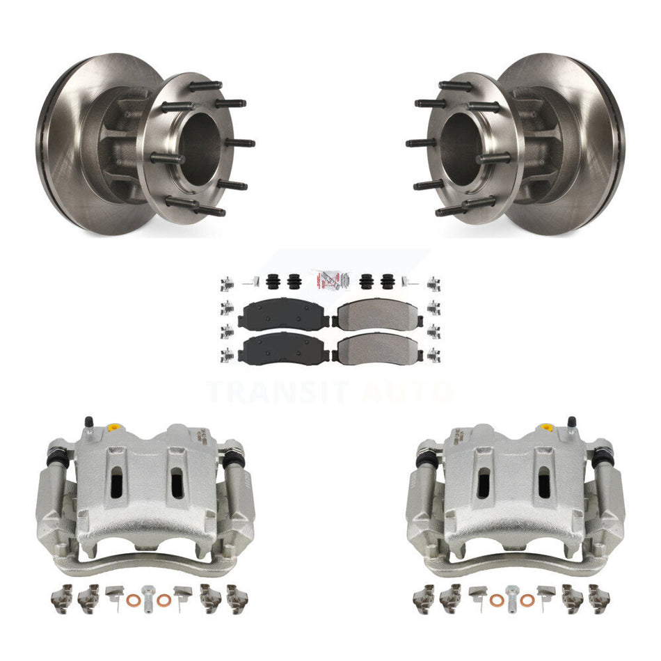 Front Disc Brake Caliper Rotors And Semi-Metallic Pads Kit For 2011-2012 Ford F-250 Super Duty RWD With Dual Rear Wheels KC8-101343N