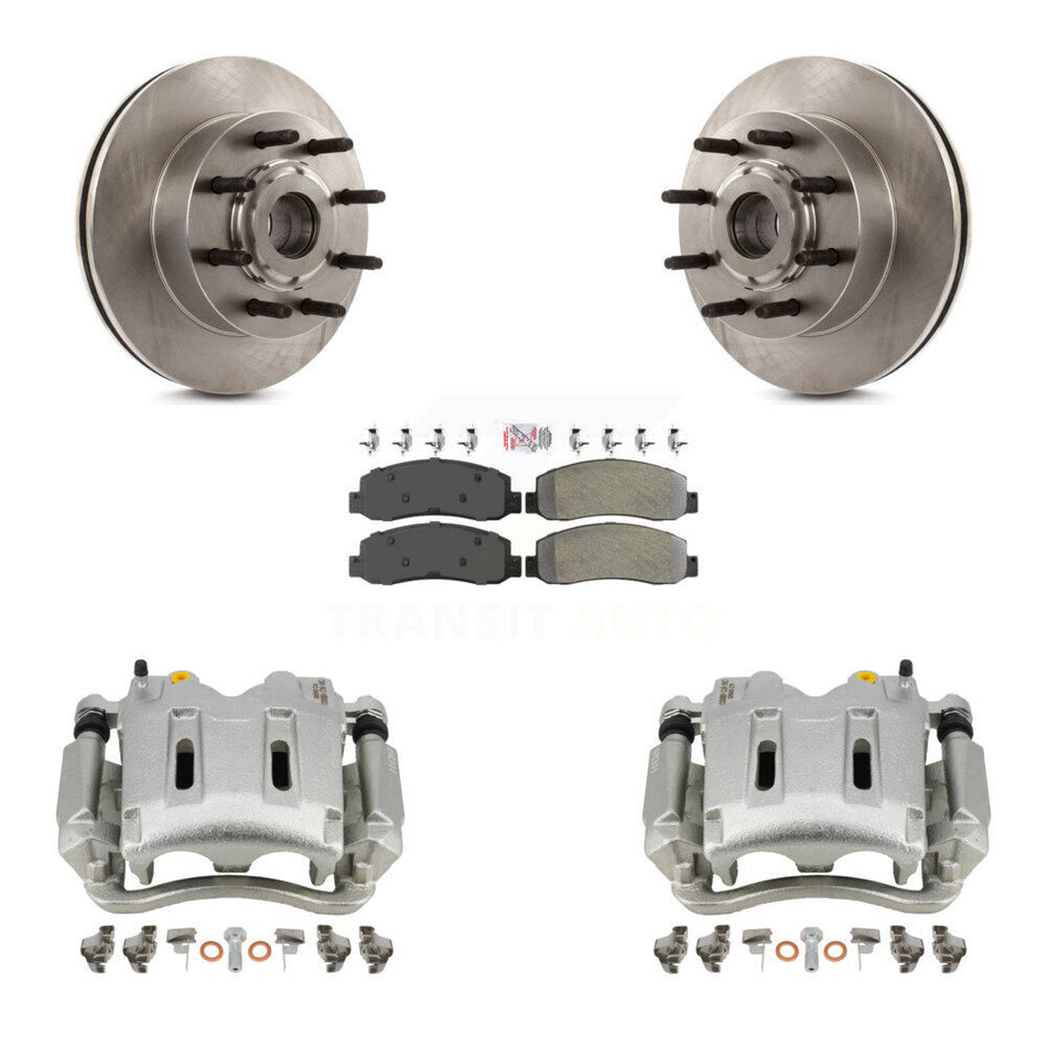 Front Disc Brake Caliper Rotors And Semi-Metallic Pads Kit For 2005-2007 Ford F-250 Super Duty F-350 RWD KC8-101344N