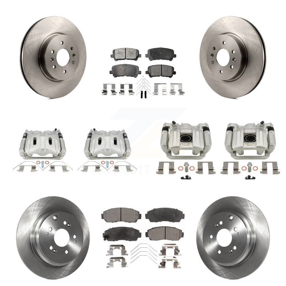 Front Rear Disc Brake Caliper Rotor & Ceramic Pad Kit (10Pc) For 2011-2014 Honda Odyssey KC8-101344T