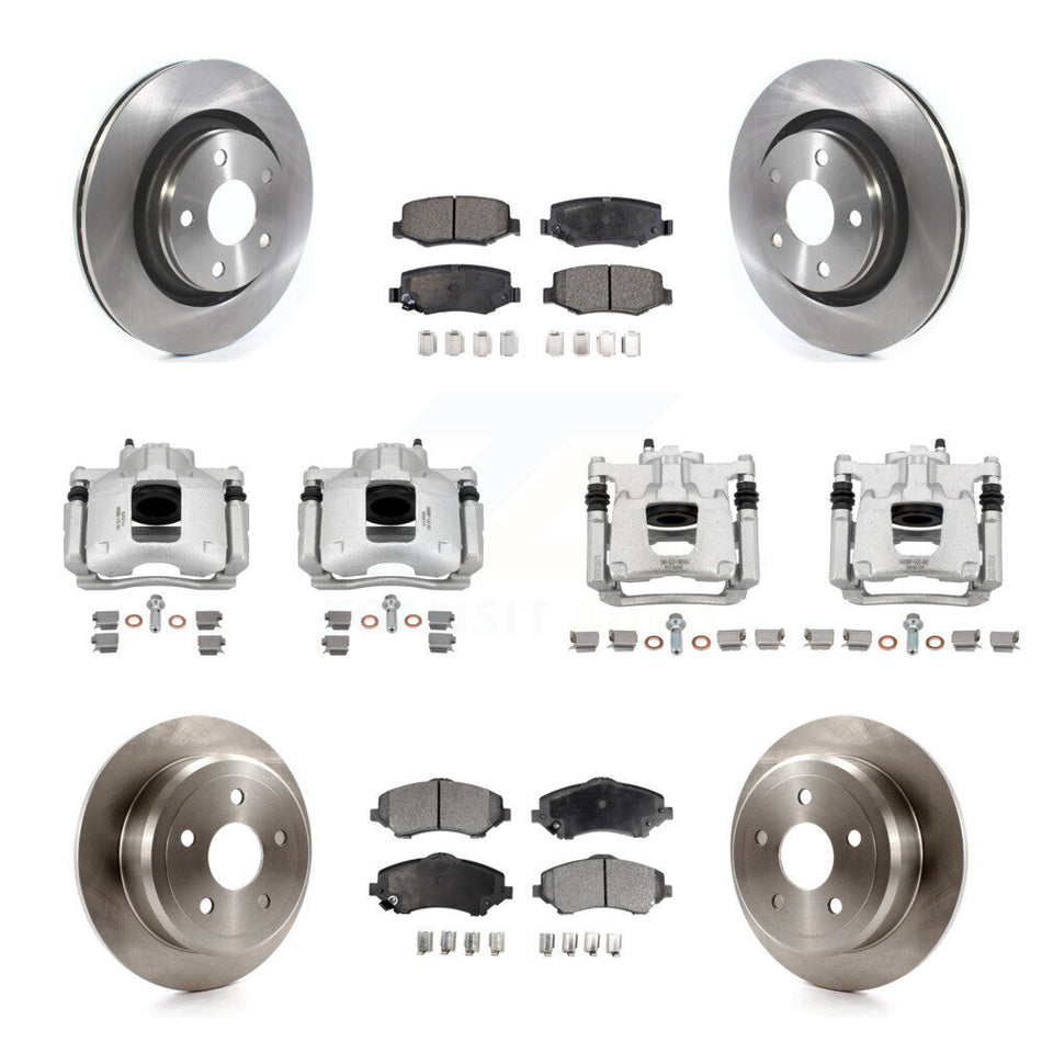 Front Rear Disc Brake Caliper Rotors And Ceramic Pads Kit (10Pc) For Jeep Wrangler KC8-101347T