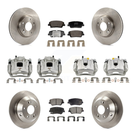 Front Rear Brake Caliper Rotor And Semi-Metallic Pad Kit (10Pc) For Hyundai Santa Fe Kia KC8-101348P