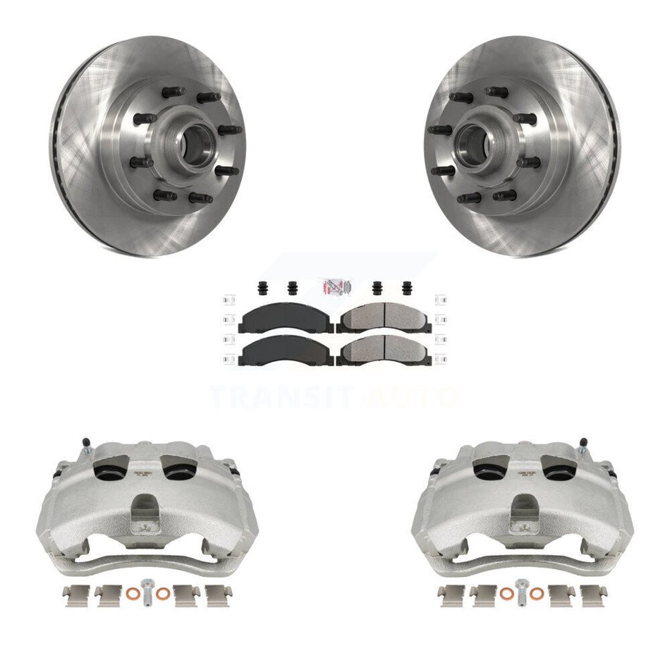 Front Brake Caliper Rotors & Semi-Metallic Pad Kit For Ford E-350 Super Duty E-250 E-150 KC8-101349N