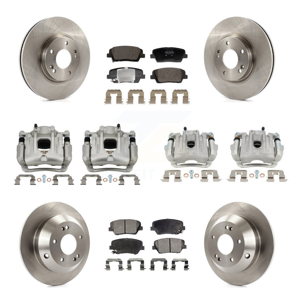 Front Rear Brake Caliper Rotor And Semi-Metallic Pad Kit (10Pc) For Hyundai Santa Fe Kia KC8-101349P