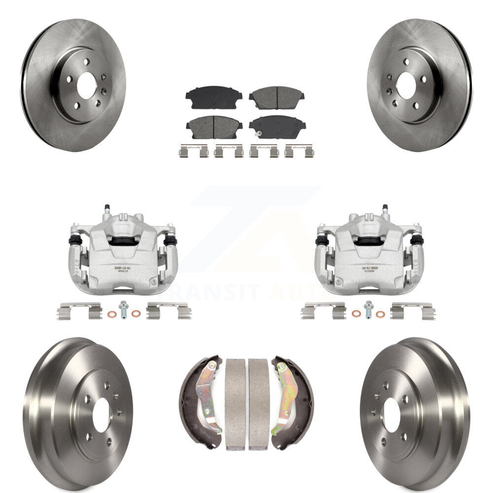 Front Rear Brake Caliper Rotor Drum Semi-Metallic Pad Kit (8Pc) For 13-17 Chevrolet Trax KC8-101349S