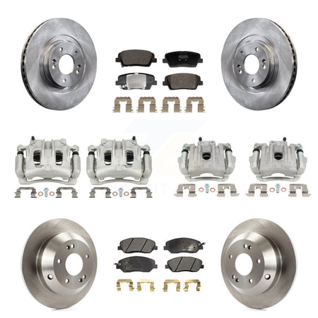 Front Rear Brake Caliper Rotor Semi-Metallic Pad Kit (10Pc) For Hyundai Santa Fe XL 3.3L KC8-101350P