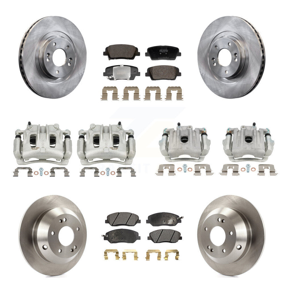 Front Rear Brake Caliper Rotor Semi-Metallic Pad Kit (10Pc) For Hyundai Santa Fe XL 3.3L KC8-101350P