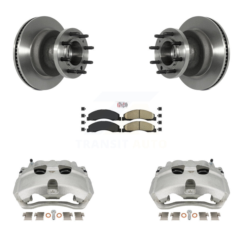 Front Disc Brake Caliper Rotors And Ceramic Pads Kit For Ford E-350 Super Duty E-450 KC8-101351N