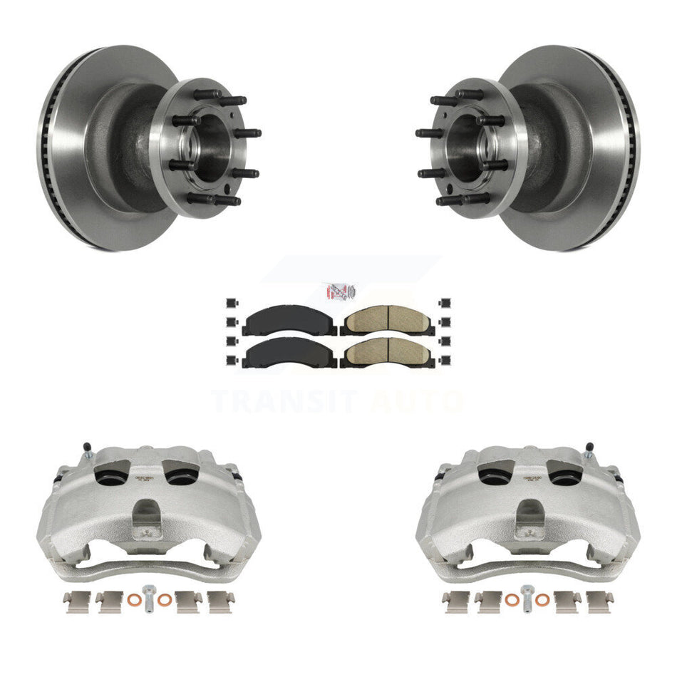 Front Disc Brake Caliper Rotors And Ceramic Pads Kit For Ford E-350 Super Duty E-450 KC8-101351N
