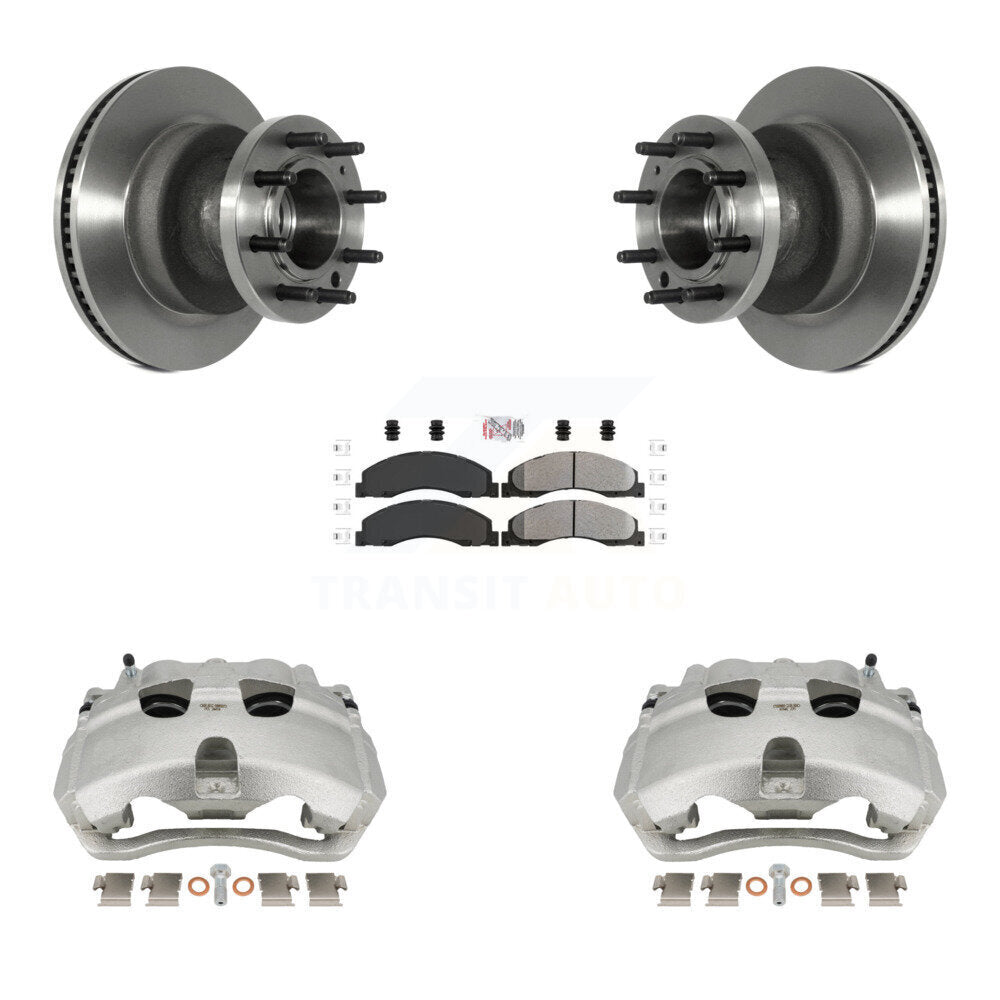 Front Disc Brake Caliper Rotor And Semi-Metallic Pad Kit For Ford E-350 Super Duty E-450 KC8-101352N