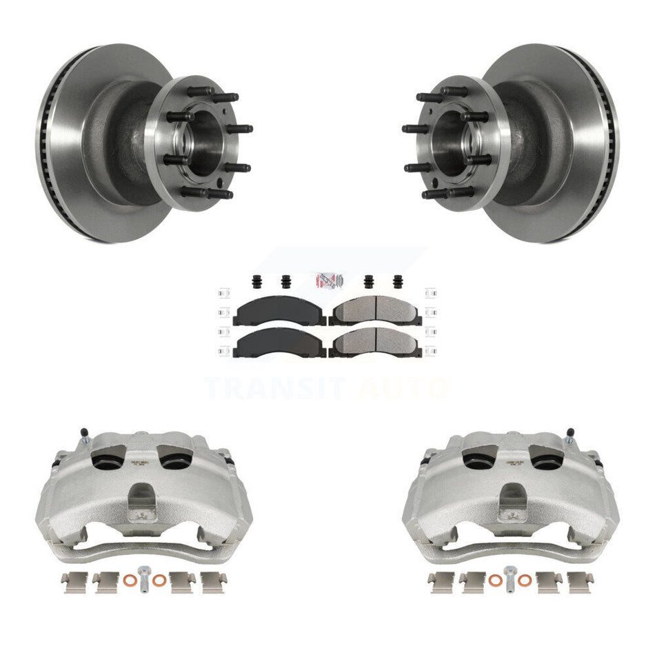 Front Disc Brake Caliper Rotor And Semi-Metallic Pad Kit For Ford E-350 Super Duty E-450 KC8-101352N