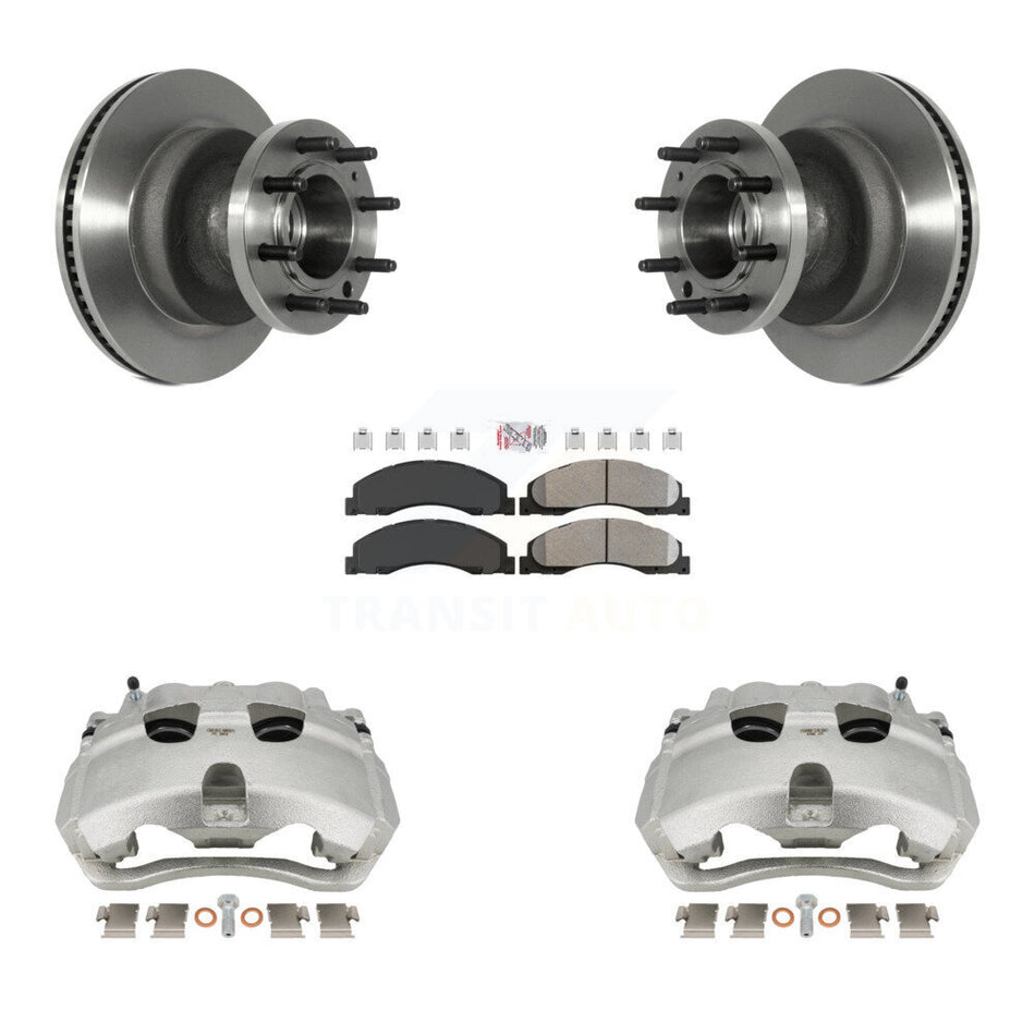 Front Disc Brake Caliper Rotor And Semi-Metallic Pad Kit For Ford E-350 Super Duty E-450 KC8-101353N