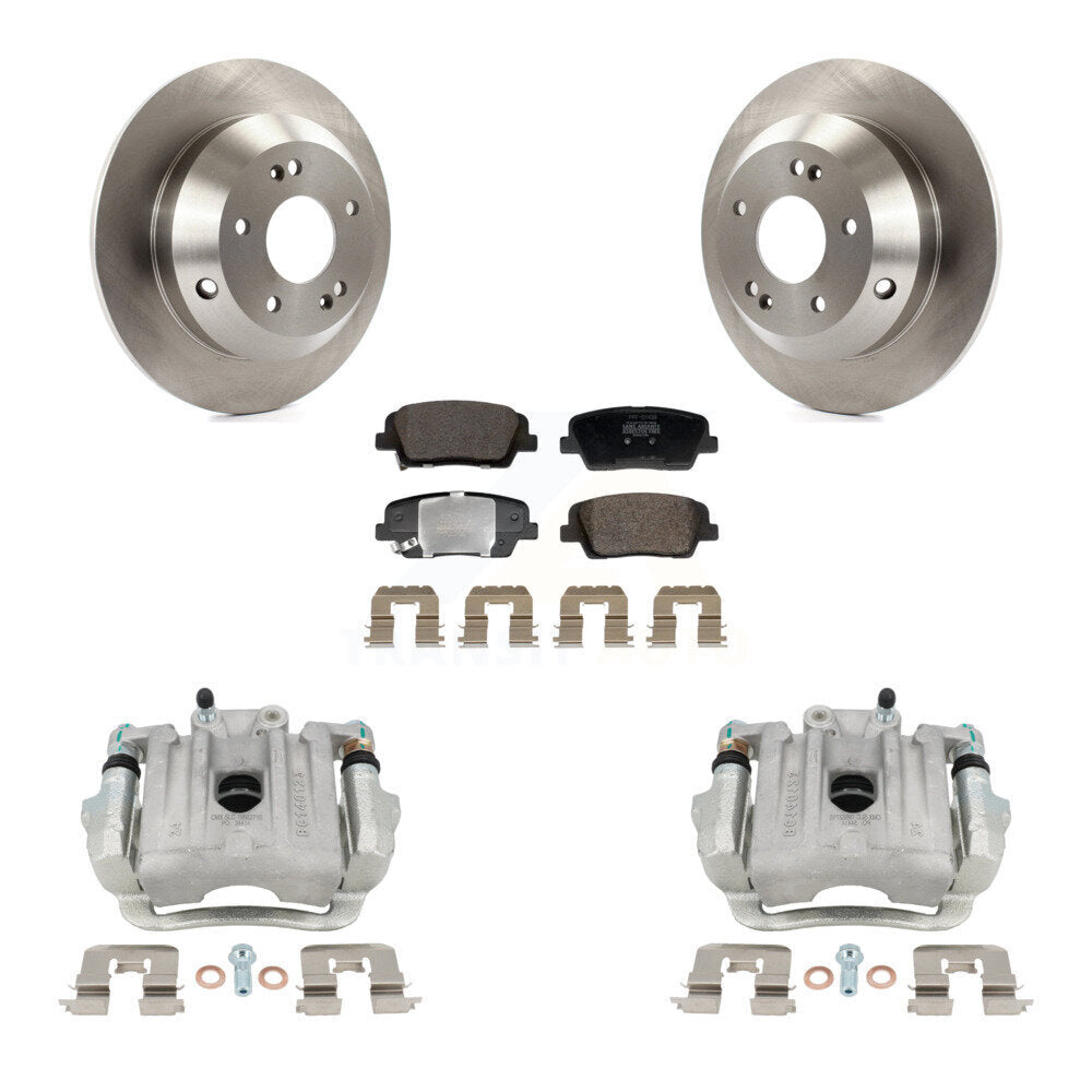 Rear Brake Caliper Rotor Semi-Metallic Pad Kit For Hyundai Santa Fe Sport Kia Sorento XL KC8-101353P