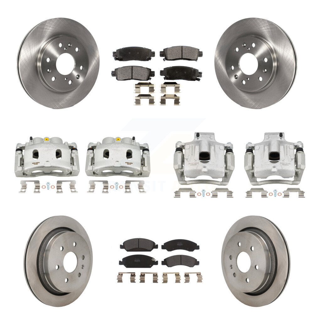 Front Rear Disc Brake Caliper Rotors And Semi-Metallic Pads Kit (10Pc) For Cadillac XTS KC8-101354P