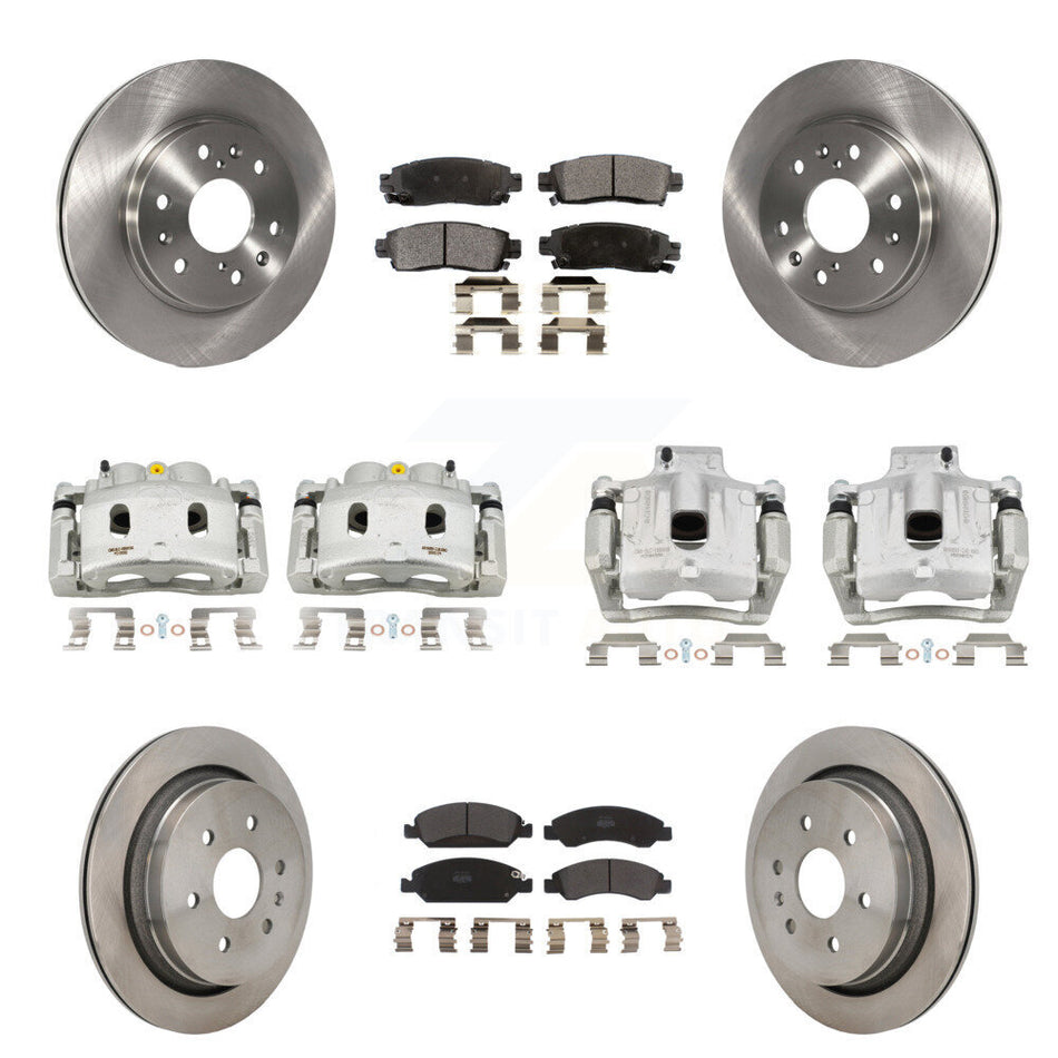 Front Rear Disc Brake Caliper Rotors And Semi-Metallic Pads Kit (10Pc) For Cadillac XTS KC8-101354P