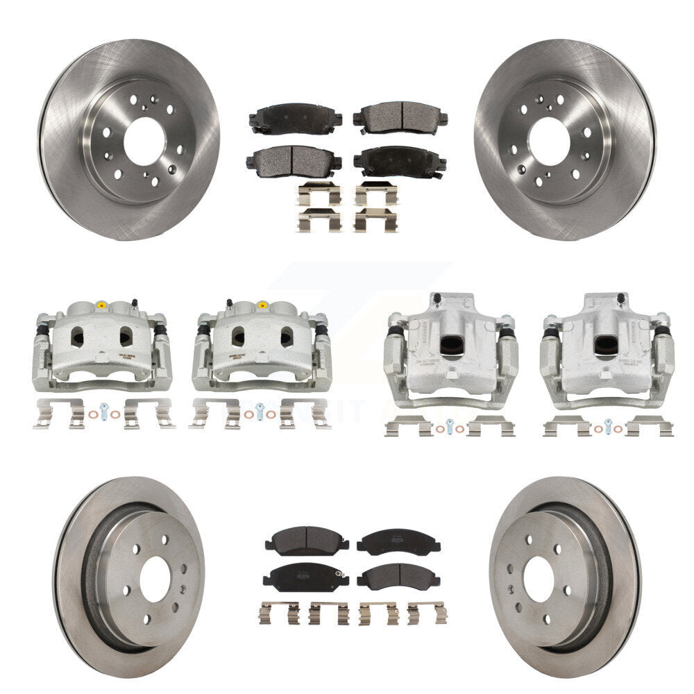 Front Rear Disc Brake Caliper Rotors And Semi-Metallic Pads Kit (10Pc) For Cadillac XTS KC8-101355P