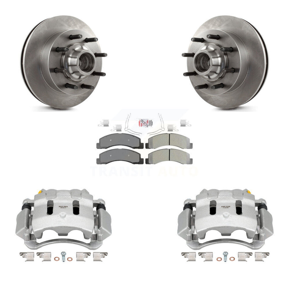 Front Disc Brake Caliper Rotor And Semi-Metallic Pad Kit For Ford F-350 Super Duty F-250 KC8-101356N