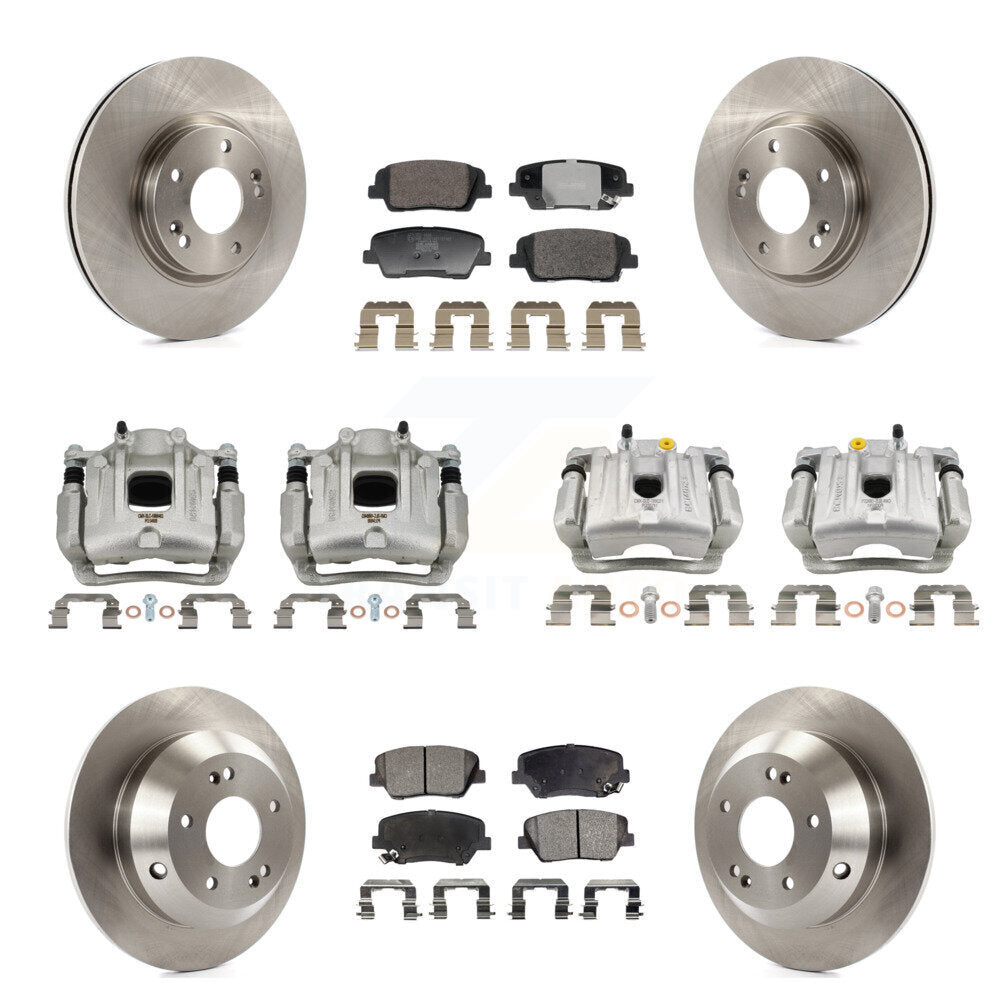 Front Rear Brake Caliper Rotor & Ceramic Pad Kit (10Pc) For Hyundai Santa Fe Kia Sorento KC8-101356T