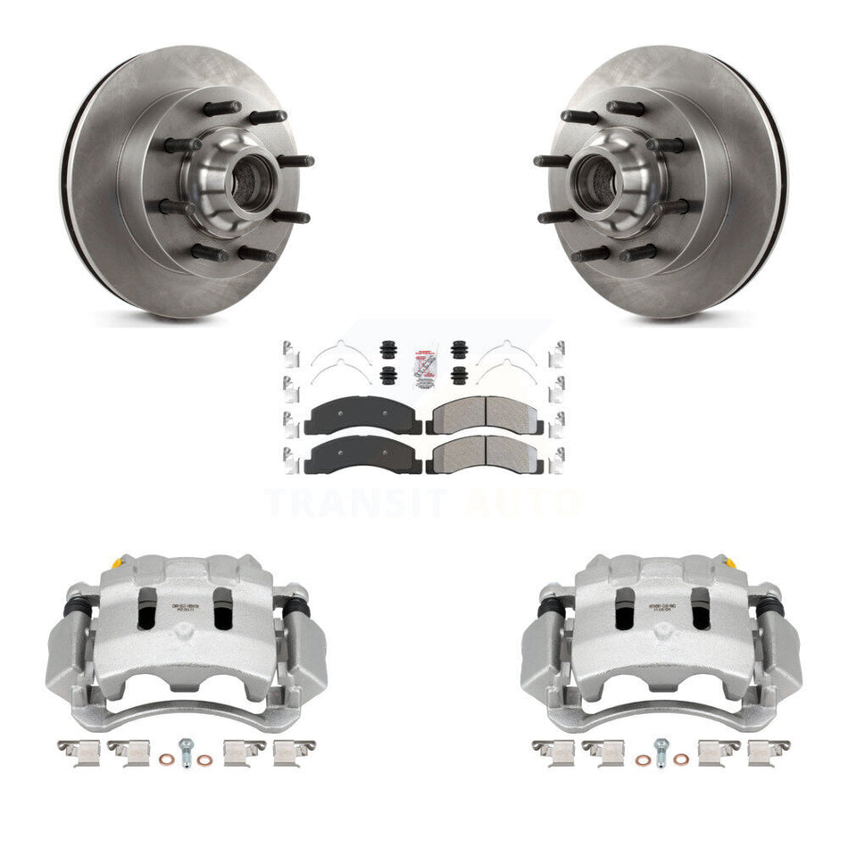 Front Disc Brake Caliper Rotor And Semi-Metallic Pad Kit For Ford F-350 Super Duty F-250 KC8-101357N