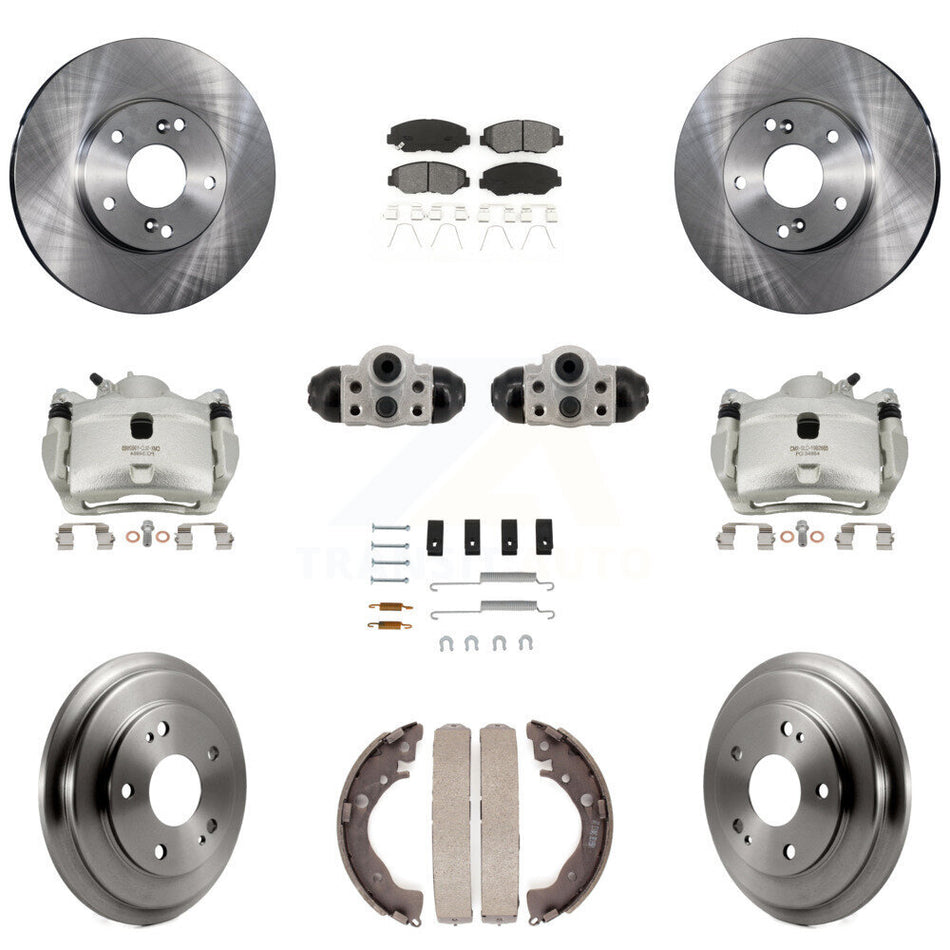 Front Rear Brake Caliper Rotor Drum Semi-Metallic Pad Shoe Cylinder Hardware Kit (11Pc) For KC8-1013