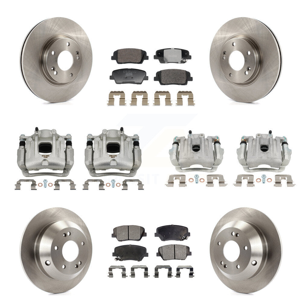 Front Rear Brake Caliper Rotor & Ceramic Pad Kit (10Pc) For Hyundai Santa Fe Kia Sorento KC8-101357T