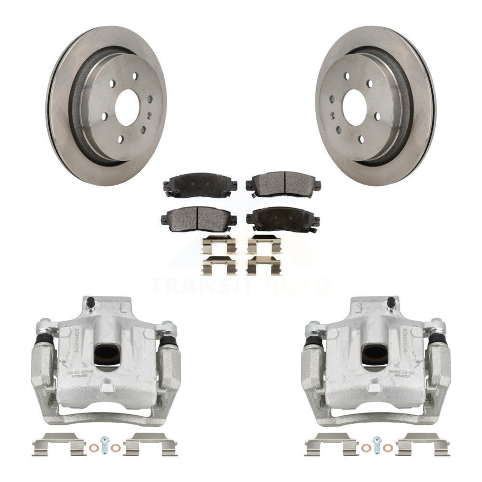 Rear Disc Brake Caliper Rotors And Semi-Metallic Pads Kit For Cadillac XTS KC8-101358P