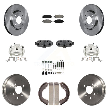 Front Rear Brake Caliper Rotor Drum Semi-Metallic Pad Shoe Cylinder Hardware Kit (11Pc) For KC8-1013