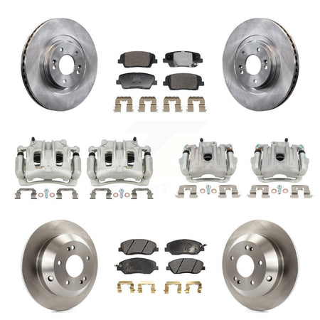 Front Rear Disc Brake Caliper Rotors Ceramic Pad Kit (10Pc) For Hyundai Santa Fe XL 3.3L KC8-101358T