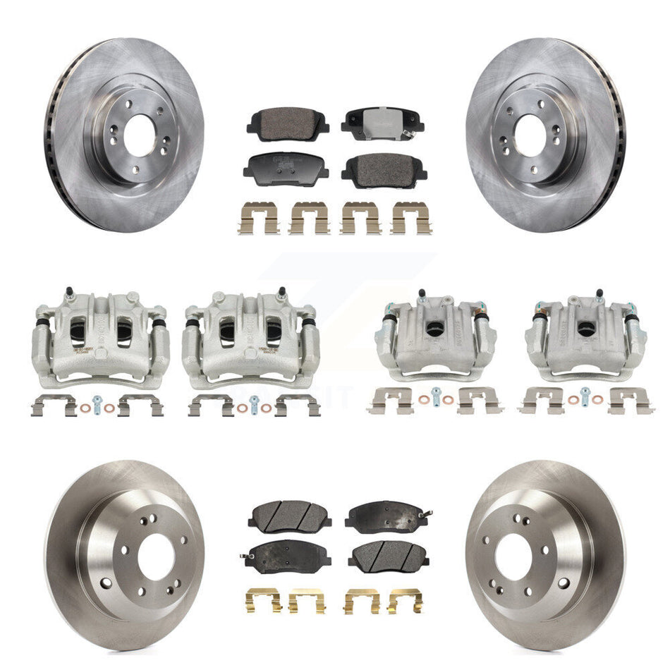 Front Rear Disc Brake Caliper Rotors Ceramic Pad Kit (10Pc) For Hyundai Santa Fe XL 3.3L KC8-101358T