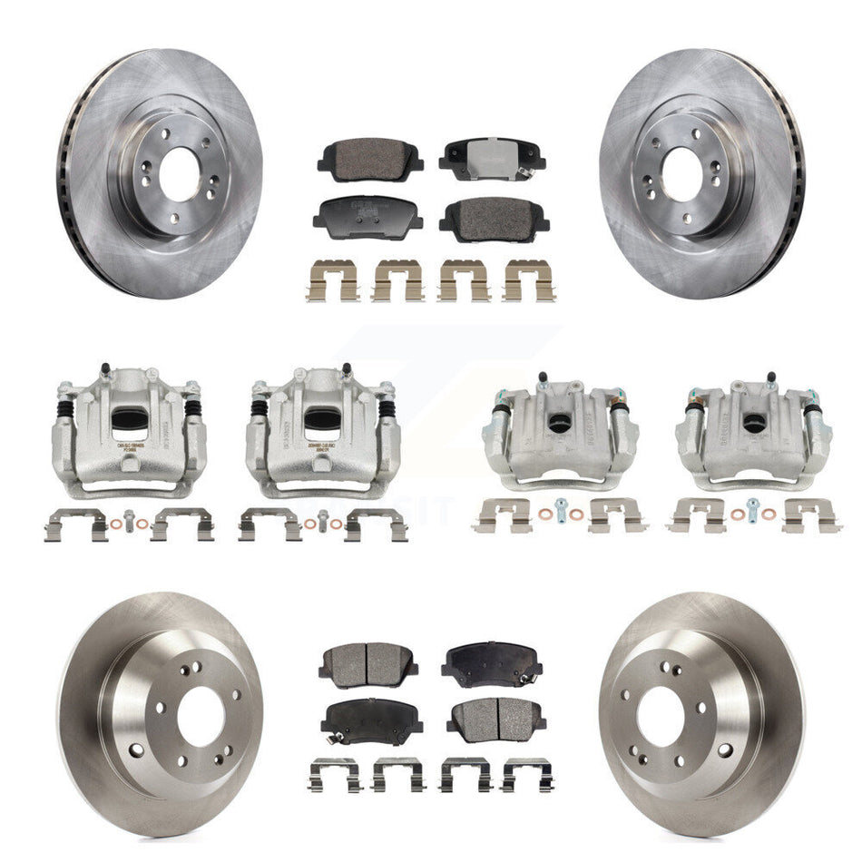 Front Rear Disc Brake Caliper Rotors & Ceramic Pad Kit (10Pc) For Hyundai Santa Fe Sport KC8-101359T