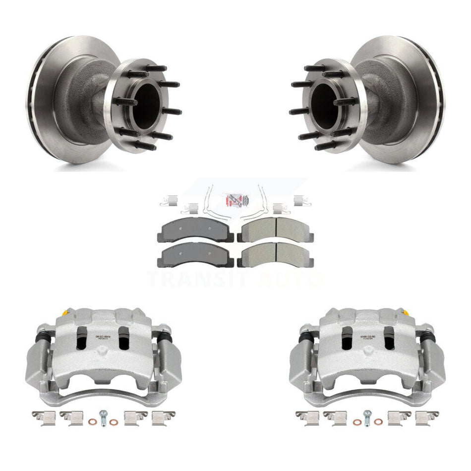 Front Disc Brake Caliper Rotors And Semi-Metallic Pads Kit For Ford F-350 Super Duty KC8-101360N