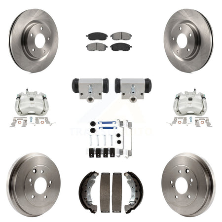Front Rear Brake Caliper Rotor Drum Semi-Metallic Pad Shoe Cylinder Hardware Kit (11Pc) For KC8-1013